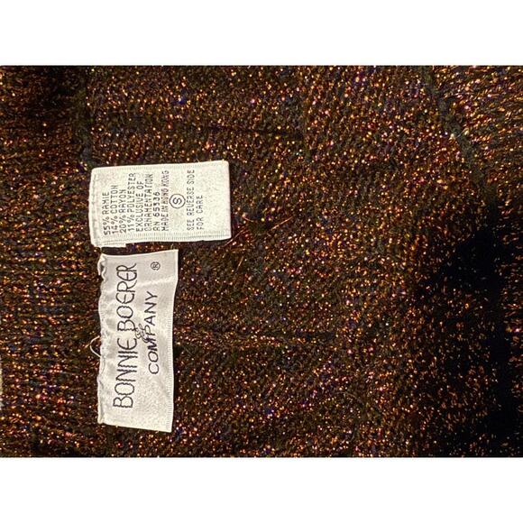 Vintage Bonnie Boerer Company Metallic Knit Pants Bronze Glitter Small - Picture 3 of 3